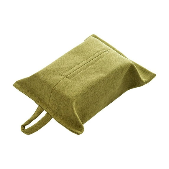 Btomtd Solid Color Fabric Tissue Box Cover with Hanging Rope Concise Style Tissue Box Holder for Living Room Home Desktop Car Drawer, Green