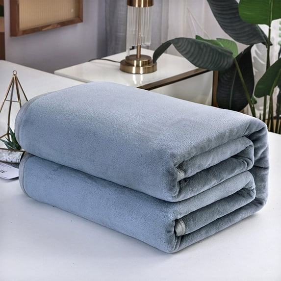 Btomtd Solid Color Flannel Velvet Blanket - Super Soft and Thickened Throw Blanket from Home and Dorm Use, Gift Cover Blanket, 70" x 80" (Gray)