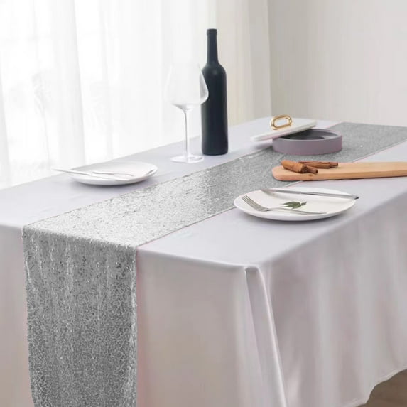 Btomtd Solid Color Glitter Table Runner for Wedding Parties, Glitter Table Runners in Multiple Colors, Wedding Table Cloth and Cover for Home Decor, 71"x12", Gray