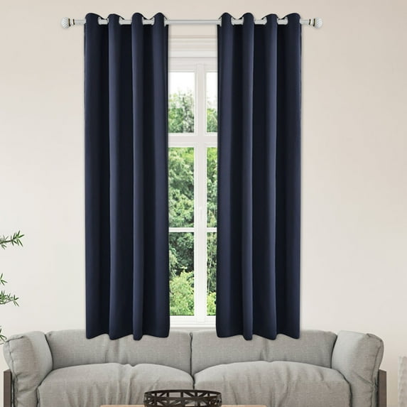 Btomtd Solid Color High Precision Fabric Curtains with Heat Insulation, Scandinavian Style Curtains with Colored Border, Thermal Blackout Curtains - 42.12"x62.99", Blue
