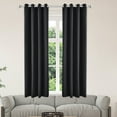 thumbnail image 1 of Btomtd Solid Color High Precision Fabric Curtains with Heat Insulation, Scandinavian Style Curtains with Colored Border, Thermal Blackout Curtains - 42.12"x62.99", Black, 1 of 5