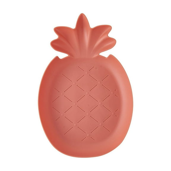 Btomtd Solid Color Pineapple Plastic Plates for Candy Serving Easy to Clean Sturdy Build Suitable in Living Room Kitchen or Office Settings with Plate, Red