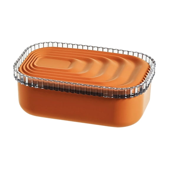 Btomtd Solid Color Soap Dish with Connected Draining, Lidded Travel Soap Case for Bathroom, Household Shower Soap Holder, Orange