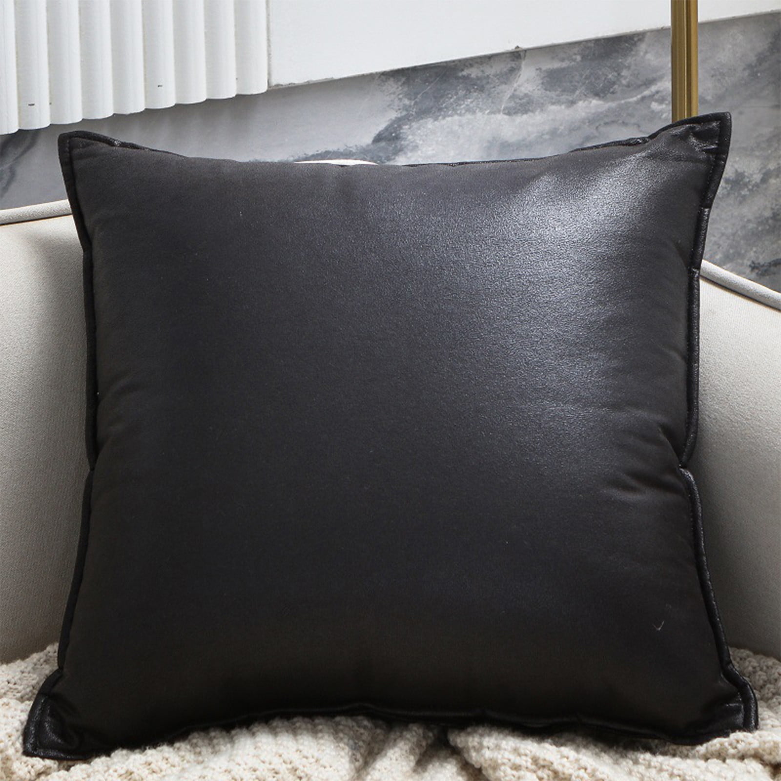 Btomtd Solid Color Sofa Pillows 18 x 18, Breathable Couch Pillows and Bed Cushions, Decorative Throw Pillows for Living Room, Bedroom or Outdoor Use, Size 18" x 18", Black