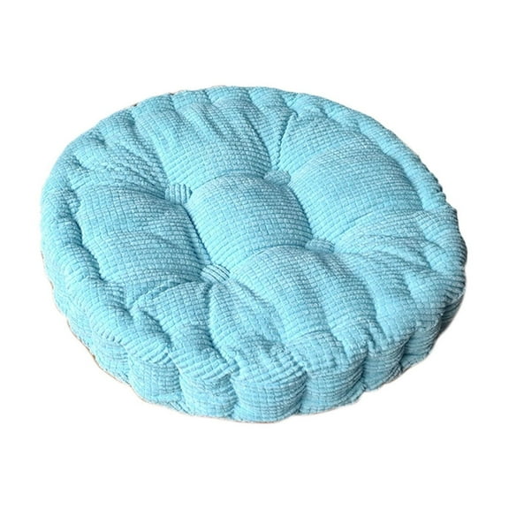 Btomtd Solid Color Soft Seat Cushion Thickened Hand Made Tatami Cushion Corduroy Comfortable Chair Pad for Home Use - 13.77x13.77 inch, Sky Blue-round