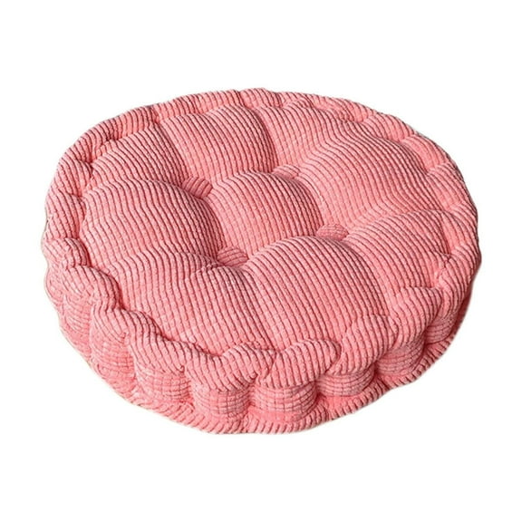 Btomtd Solid Color Soft Seat Cushion Thickened Hand Made Tatami Cushion Corduroy Comfortable Chair Pad for Home Use - 13.77x13.77 inch, Pink-round