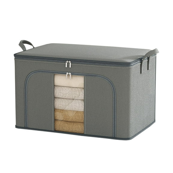 Btomtd Spacious Clothes Storage Bins with Foldable Fabric, Efficient Home Organization Basket for Apparel, Neat Foldable Storage Containers for Closet, Size 108L, Gray