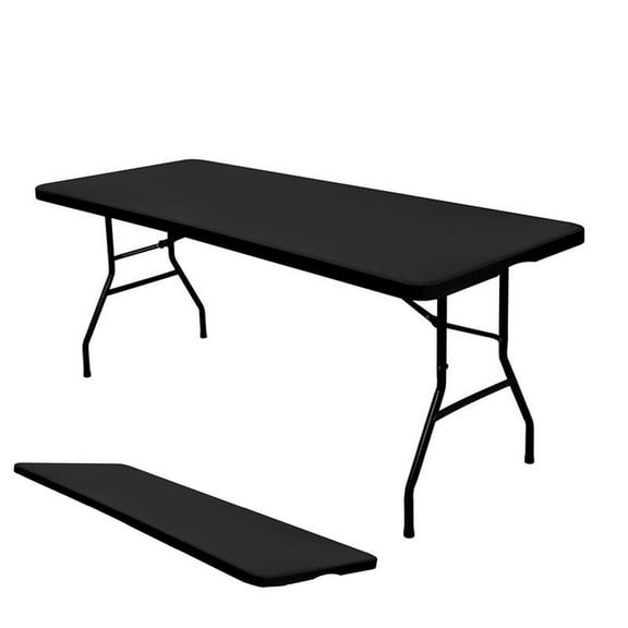 Btomtd Spandex Picnic Tablecloth, Elastic Table Cover for 8x2.5FT Rectangular Tables, Stretchable Washable Table Cloth for Outdoor Patio, 72"x30", Black