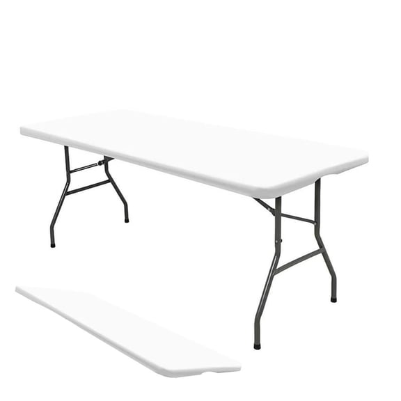 Btomtd Spandex Picnic Tablecloth, Elastic Table Cover for 8x2.5FT Rectangular Tables, Stretchable Washable Table Cloth for Outdoor Patio, 96"x30", White