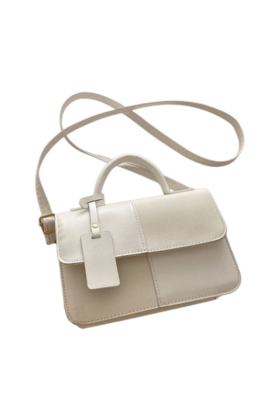 Spliced Color Block Crossbody Bag for Commuters, Casual Adjustable Shoulder Strap Handbag, Compact and Versatile Everyday Shoulder Bag and Purse, White