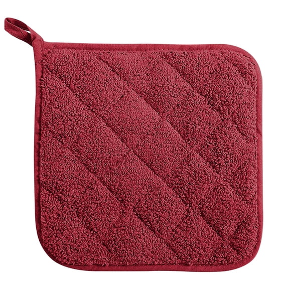 Btomtd Square Cloth Heat Resistant Placemats, 7"x7" Washable Thickened Pot Holders, Multi-Use Anti-Slip Coasters & Placemats for Kitchen, Dining, Red