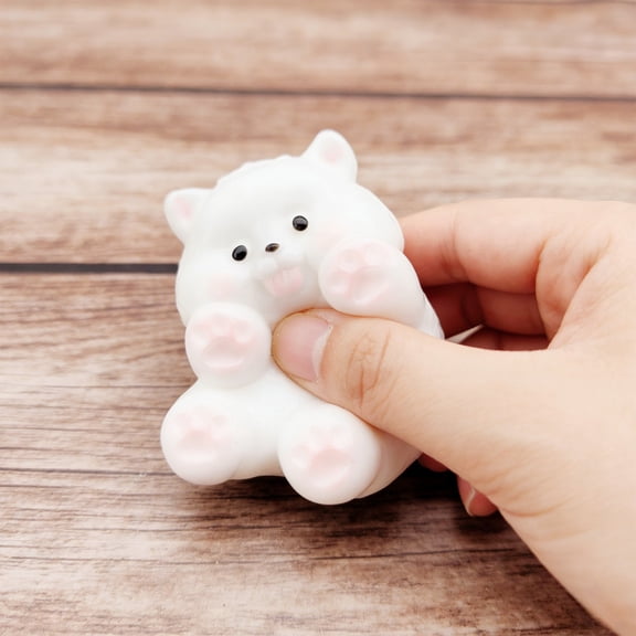Btomtd Squeeze Toys with Cute Puppy Shape for All Ages, Soft Squishies Stress Relief Fidget for Classroom and Office (3.1", White)