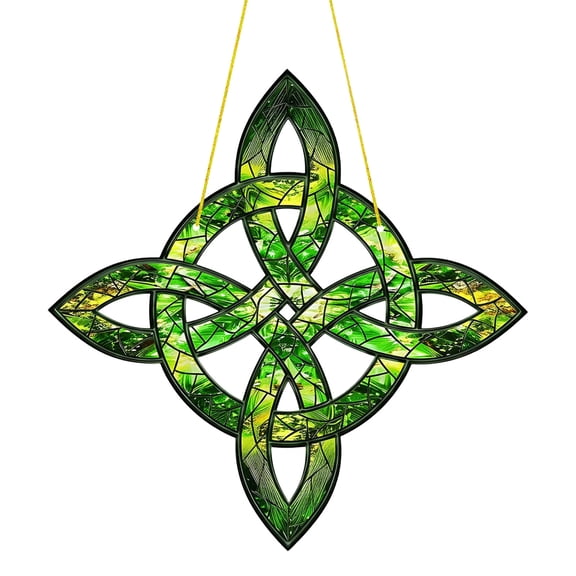 Btomtd St. Patrick's Day Suncatcher Acrylic Hanging Ornament, Green Clover Festive Decoration for Window Wall, Indoor Outdoor Home Decor (4", D)