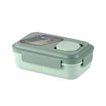 Btomtd Stackable Bento Box Container with 3 Compartments and Plastic Cutlery Offering Large Capacity Lunch Box Microwavable for Work and Study, Green
