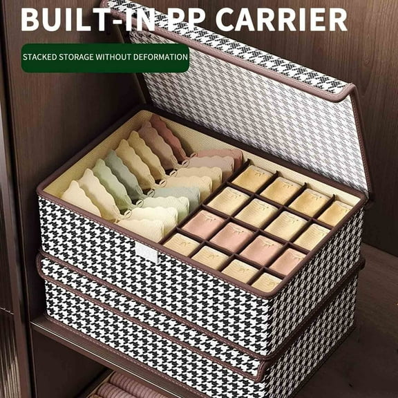 Btomtd Stackable Drawer Storage Boxes for Home Socks and Lingerie Organization 3-Section Socks & Hosiery Organizer, M