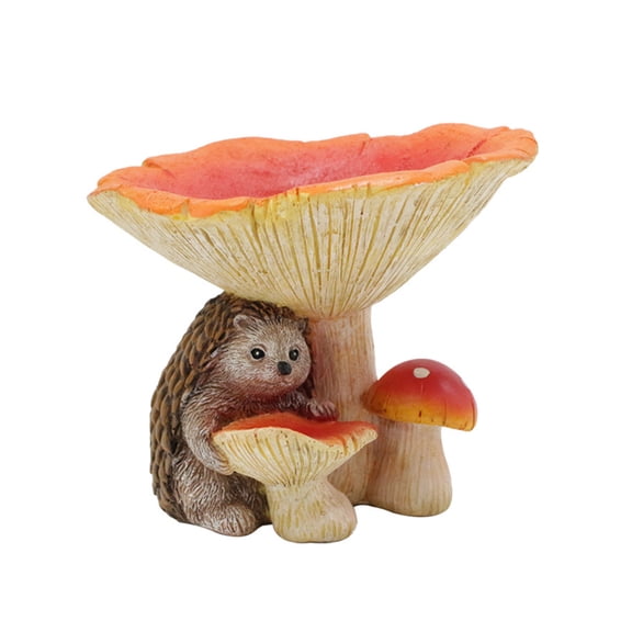 Btomtd Stake Mounted Bird Bath and Feeder, Resin Hummingbird Feeder for Outdoors, Combined Garden Bath and Yard Decor Set, Unique Shape Bird Feeders for Outdoors, Yellow