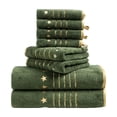 thumbnail image 1 of Btomtd Star Embroidered Bath Towels Set, Set of 8, 2 Bath Towels & 2 Hand Towels & 4 Square Towels, Soft & Absorbent, Army Green, 1 of 6