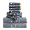 thumbnail image 1 of Btomtd Star Embroidered Bath Towels Set, Set of 8, 2 Bath Towels & 2 Hand Towels & 4 Square Towels, Soft & Absorbent, Gray, 1 of 6