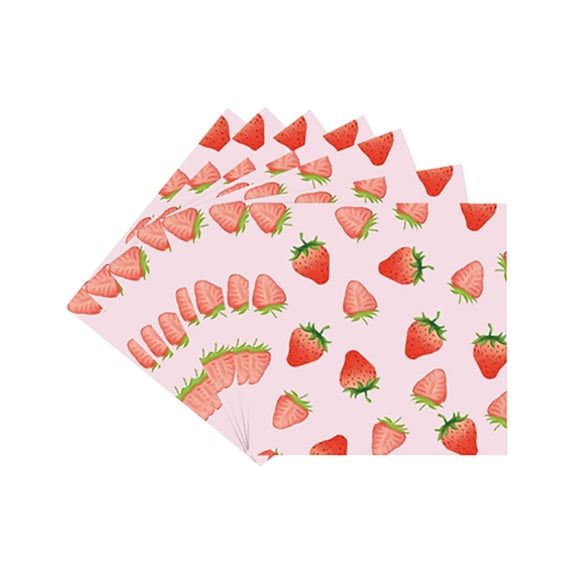 Btomtd Strawberry Themed Disposable Tableware Set for Party Decor, Decorative Party Cutlery with Paper Plates and Napkins, Festive Tableware for Themed Events 25 Count, Napkins