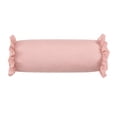 thumbnail image 1 of Btomtd Striped Bolster Throw Pillows with Ruffled Edges, Cylindrical Neck Roll Pillow for Bed and Sofa Decor, Support Pillow for Sleeping or Relaxing (20" x 8", Pink), 1 of 5
