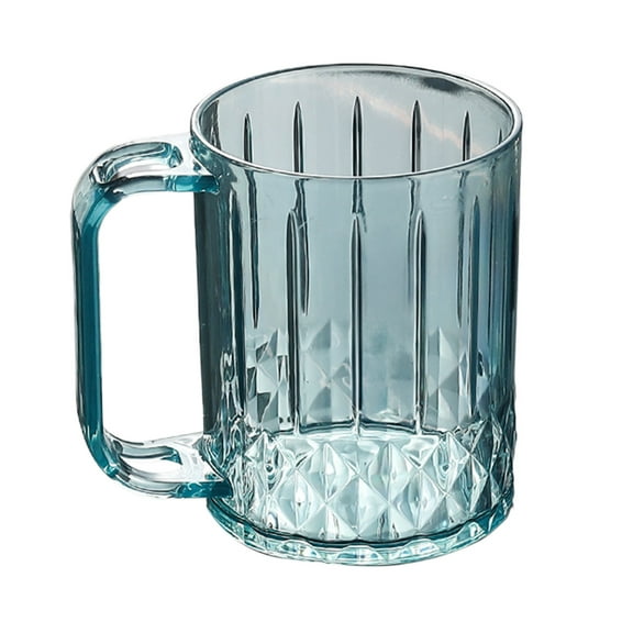 Btomtd Striped Transparent Mouthwash Cup Plastic Toothbrush Mug with Hole for Toothbrush Bathroom Mouthwash Mug, Blue