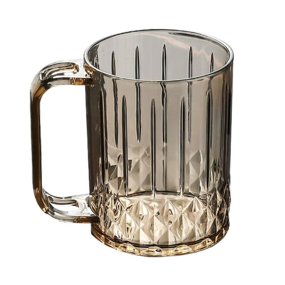 Btomtd Striped Transparent Mouthwash Cup Plastic Toothbrush Mug with Hole for Toothbrush Bathroom Mouthwash Mug, Brown