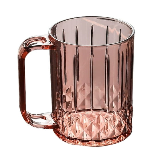 Btomtd Striped Transparent Mouthwash Cup Plastic Toothbrush Mug with Hole for Toothbrush Bathroom Mouthwash Mug, Pink