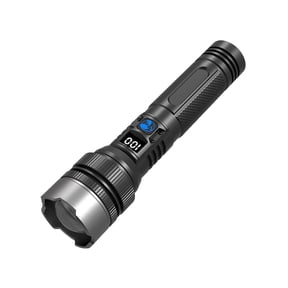 Btomtd Strong Light Rechargeable Flashlights, 1800 mAh Battery, 1500 Lumen Max, Outdoor Bright Long-Range Flashlight, Portable White LED Handheld Light, Black