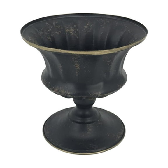 Btomtd Sturdy Iron Vase for Decor, Functional Candle Holder for Various Events, Office Spaces and Home Decoration, Holiday Golden Candlestick Holders, 4.7"x4.7"x5.9", Black