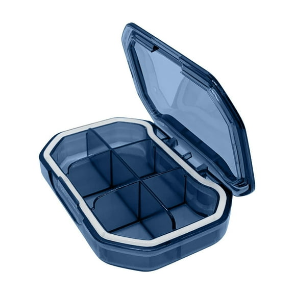 Btomtd Sturdy Waterproof Travel Size Storage Box, 6 Compartment Mini Storage Container for Pills, Small Jewelry Organizer Storage Bins, Size 100ml, Blue