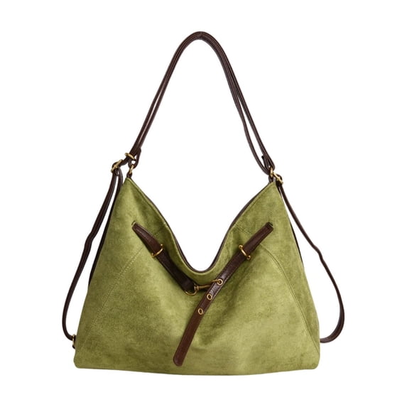 Btomtd Suede Tote Bag Convertible to Backpack, Large Capacity Shoulder Bag and Handbag for Travel, Casual Purses for Women, Green
