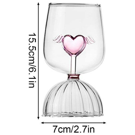 Btomtd Summer Red Wine Glasses,Heart-shaped Design Water Bottles And Glasses, Wine Cocktail Glasses Suitable For Housewarming, Wedding, Kitchen