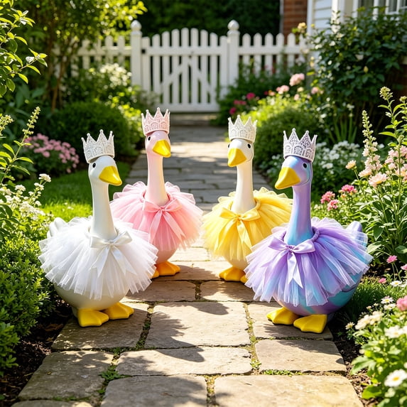 Btomtd Summer Dress Porch Goose Outfits for 23 Inch Porch Cement Goose Statue, Outdoor Yard Warm Weather Decor Costume (Yellow)