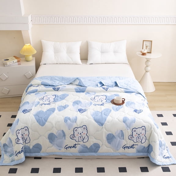 Btomtd Summer Quilt with Printing Pattern, Skin-Friendly Washable Lightweight Comforter, Breathable Bedding Cooling Blanket, 39" x 59" (Multicolor #02)