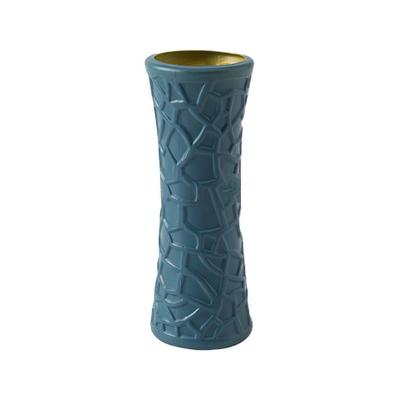 Btomtd Tabletop Decor Vase and Planter, Plastic Flower Pot with Glazed Look, Living Room Plant Container for Home Decor, Blue