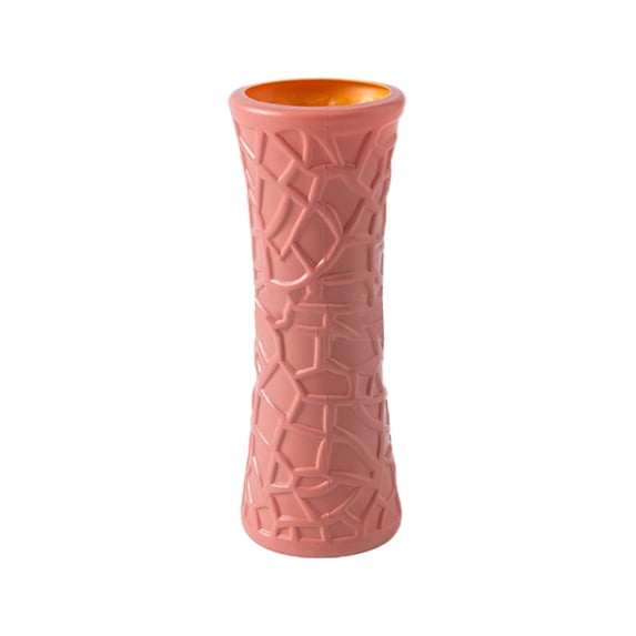 Btomtd Tabletop Decor Vase and Planter, Plastic Flower Pot with Glazed Look, Living Room Plant Container for Home Decor, Orange