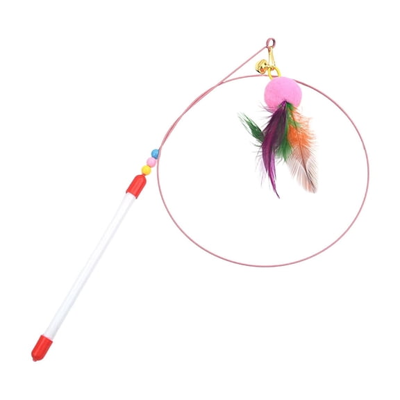 Btomtd Telescopic Metal Plastic Cat Teaser Wand Toy with Plume Boll, 37.8 Inch Interactive Play Cat Toys for Cats Exercise and Fun, Pink