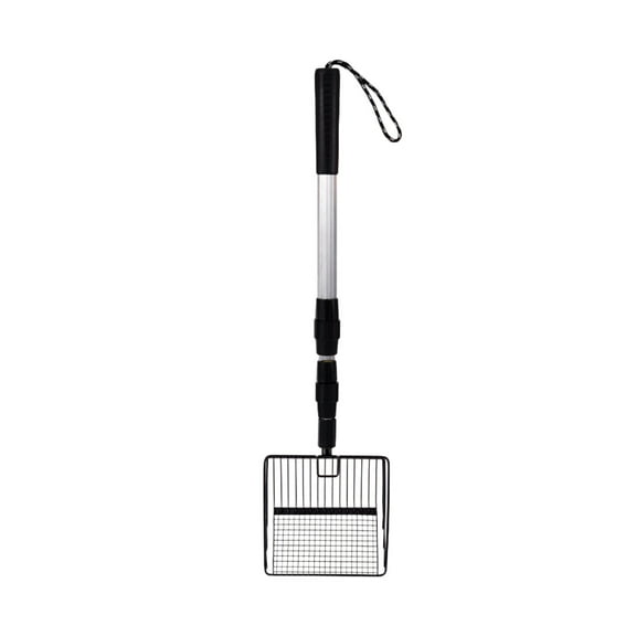 Btomtd Telescopic Stainless Steel Cat Litter Shovel, Large Fine Hole Tool for Poop Shoveling, Litter Scoop Suitable for Litter Box and Chicken Manure Picking, Size 23"-35", Black