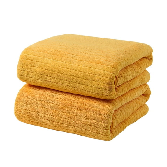 Btomtd Thick Velvet Bath Towels Large Super Absorbent and Soft Quick Dry Towel for Adults Plush and Large Bath Towel for Luxury Feel - 55.11'x27.55', Yellow