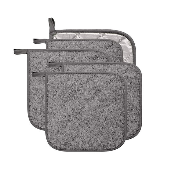 Btomtd Thickened Cloth Coated Place Mats Set of 4, Absorbent Towel Insulation Placemats for Pots and Cups, Heat Resistance Table Pad for Dining, 7"x7", Gray