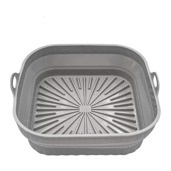Btomtd Thickened Foldable BBQ Silicone Mat for Air Fryer, Multi Function Reusable Pad and Cooking Mat, Heat Tolerance Kitchen Cooking Pad, Size 8.3", Gray