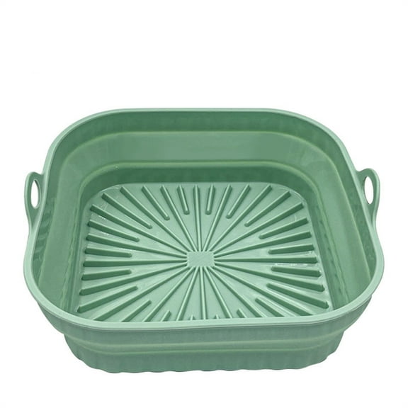 Btomtd Thickened Foldable BBQ Silicone Mat for Air Fryer, Multi Function Reusable Pad and Cooking Mat, Heat Tolerance Kitchen Cooking Pad, Size 8.3", Green