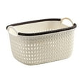 thumbnail image 1 of Btomtd Thickened Rattan Storage Basket with Handles Plastic Laundry Basket for Clothing and Desktop Organization Dirty Clothes Basket, 12L, Beige, 1 of 6