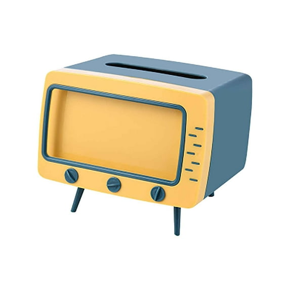 Btomtd Tissue Box Cover with Phone Holder Feature Tissue Box Holder for Living Room Kitchen Bedroom Office Parlor, Blue