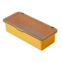 Btomtd Transparent Flip Lid Chopsticks Storage Box, Drainable Cutlery Organizer Storage Bins for Spoons Knives and Forks, Household Kitchen Storage Containers, Size 2L, Yellow