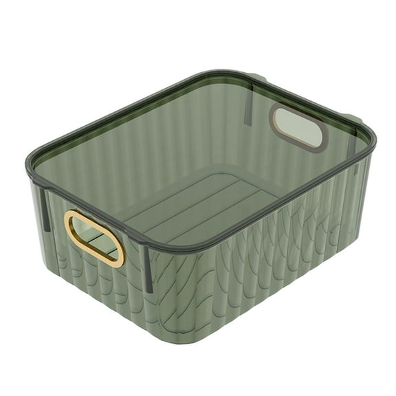 Btomtd Transparent Storage Box with Lid, Large Capacity Cosmetic Organizer Storage Bins for Desktop, Soot Proof Storage Containers with Clear View, Size 2L, Green