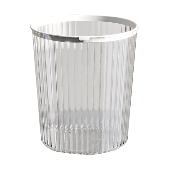 Btomtd Transparent Trash Can with Pressure Ring Garbage Can for Home Living Room Kitchen Bathroom Wastebasket, White