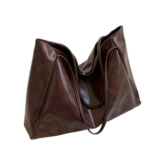 Btomtd Trendy Ladies' Tote Bag and Shoulder Bag, Large Capacity Soft Leather Bucket Purse with Handcarry, Casual Crossbody Bag and Carryall Handbag, Coffee