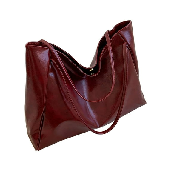 Btomtd Trendy Ladies' Tote Bag and Shoulder Bag, Large Capacity Soft Leather Bucket Purse with Handcarry, Casual Crossbody Bag and Carryall Handbag, Red