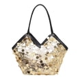 thumbnail image 1 of Btomtd Trendy Sequins Tote Bag for Women, Textured Shoulder and Crossbody Purse, Fashionable Casual Handbag for Commuting and Party, 8.3" x 5.1" x 11.4" (Gold), 1 of 7